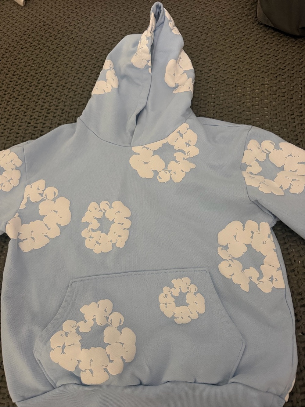 Men's Light Blue Floral Print Hoodie